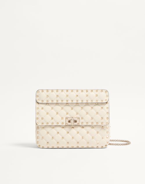 Valentino Garavani - Medium Nappa Rockstud Spike Bag - Light Ivory - Woman - Shoulder Bags